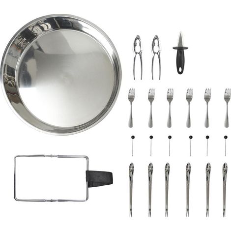 Plateau de Service Fruits de Mer "22 Accessoires" 40cm Argent (1/5)