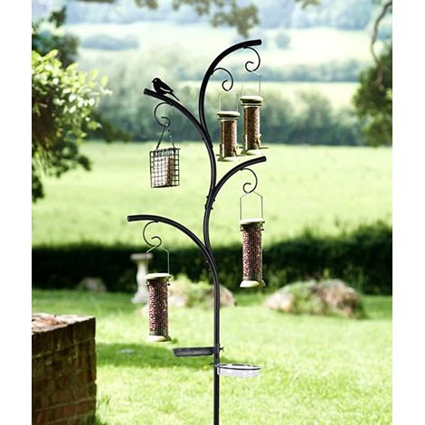 Bird Feeder Station, Stylish Tree Look Feeding Station with many Hooks and Branches for any Bird Feeders (not included) (1/5)
