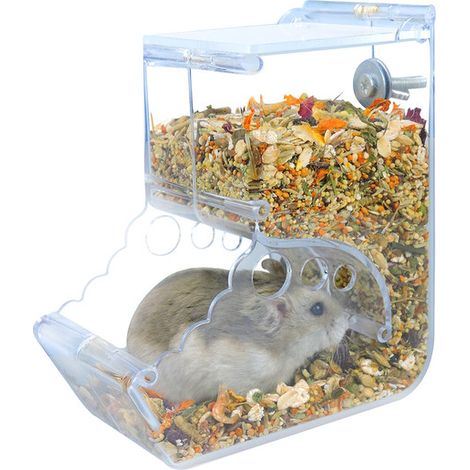 Distributeur de nourriture automatique pour petits animaux hamster et rongeurs en acrylique transparent (1/5)