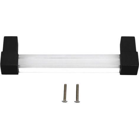 Maniglie per cassetti in acrilico a foro singolo, finitura cristallo, per mobili da cucina, cassettiere, armadi, interasse fori 128, colore nero. (1/4)