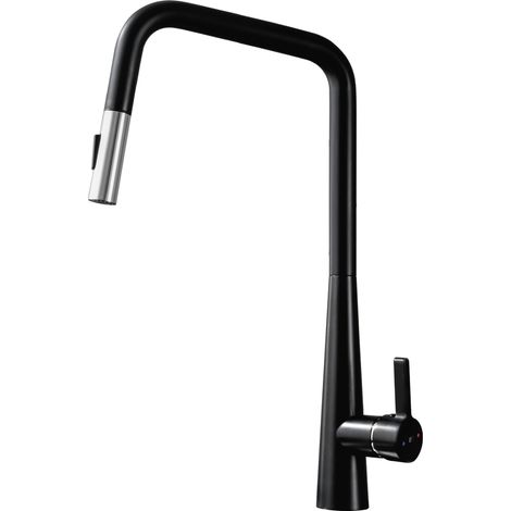 Essebagno Style Spültischmischer mit Handbrause Mattschwarz und Chrom