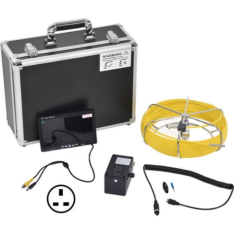 Caméra d'inspection industrielle pour canalisations, écran 7 pouces, endoscope avec 6 LED, prise UK 100-240V, câble de 30 mètres (1/5)