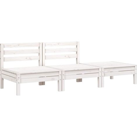 Maison Exclusive - Gartensofa 3-Sitzer Weiß Massivholz Kiefer (1/5)