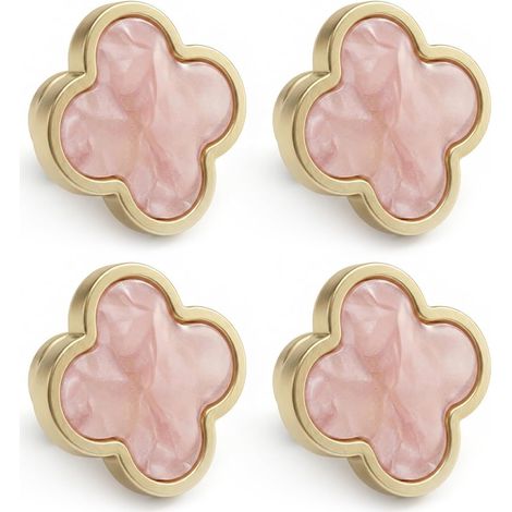 4 tiradores para cajones: estilo vintage, tiradores de aleación, estampado floral, aptos para cajones y muebles (rosa) (1/5)
