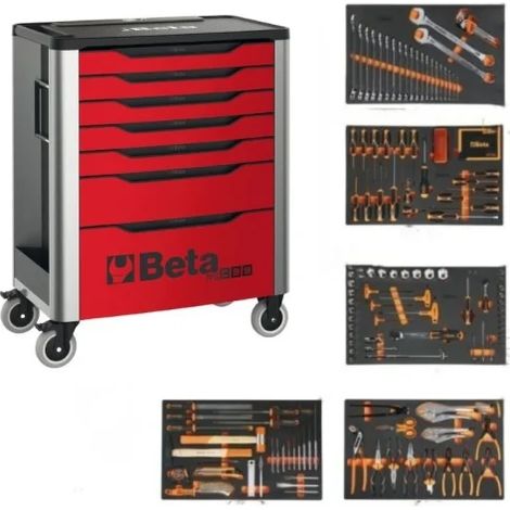 Beta Cassettiera mobile porta attrezzi 7 cassetti con assortimento 288 Pz. 3900 RSC39/7-R VI cod. 039000703 (1/5)