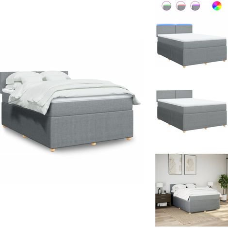 Boxspringbett mit Matratze Hellgrau 140x200 cm Stoff - Boxspringbett - Boxspringbetten - Bett - Bettgestell (1/5)