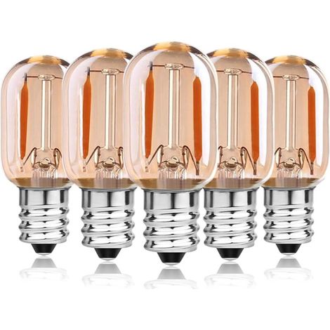 1W E14 Ampoules LED Filament Équivalent 10W, T22 Ampoule four Hotte Aspirante frigo Lustre Cristal, Lampe de Sel, Veilleuse Enfants, Tubulaire Blanc Chaud 2200K, Non Dimmable Decorative bulb, Lot de 5