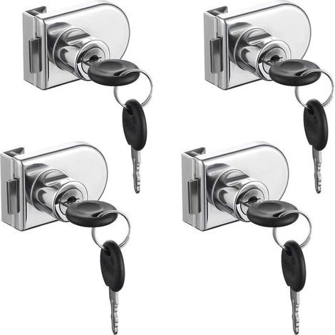 Ecleanfy - 4 pièces Serrures à Came, Verrouillage de Sécurité de la Vitrine de l'armoire de Porte en Verre pour Porte en Verre de 5-8 mm (1/5)