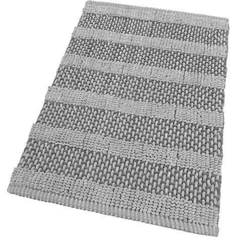 Tappeto Camera Scendiletto Bagno Cotone Intrecciato Tridimensionale Morbido Assorbente Grigio - 60x120 Cm