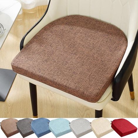 Tapis de chaise de salle à manger antidérapant marron foncé - dimensions 45x45 cm - orné d'un élégant nœud - doux et confortable (1/5)