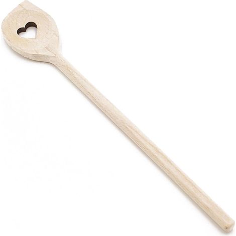 Cuillère pointue en bois avec trou en cœur, H. 30 cm (lot de 10)