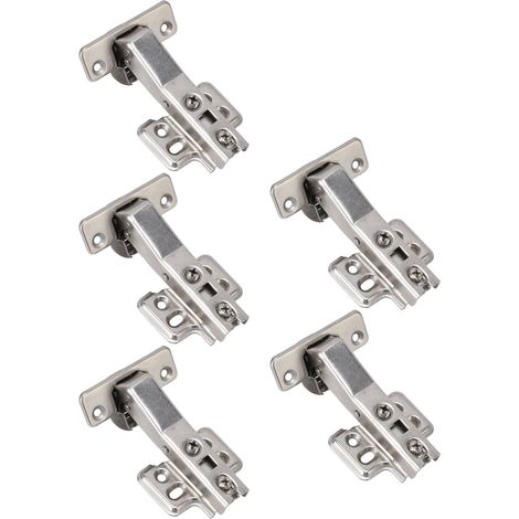 Lot de 5 charnières à tampon hydraulique, réduction du bruit à la fermeture, antirouille, pour portes de placards et bibliothèques (type A). (1/5)