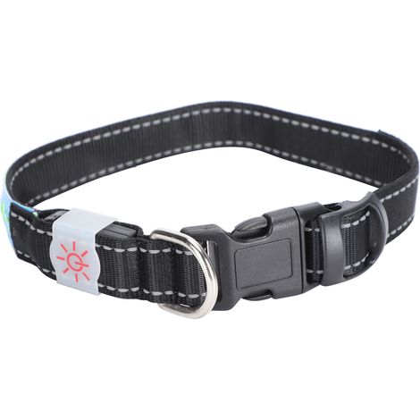 Collier lumineux LED pour animaux de compagnie, réglable et rechargeable, en cuir PU bleu, pour chats et chiens, taille S (1/5)