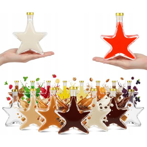 20 botellas STAR de 200 ml, BOTELLA NAVIDEÑA para tinturas, licores, zumos, REGALO (1/5)