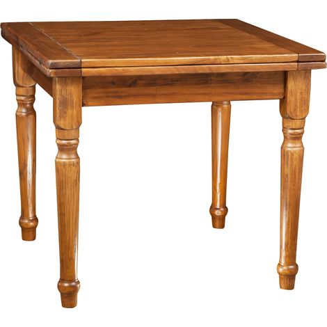 Massivholztisch 90x90, Esszimmer- und Küchentisch, ausziehbarer Tisch, quadratischer Klapptisch, Handwerkskunst, Made in Italy