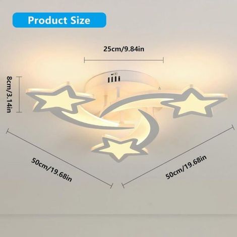 Plafonnier LED - 30 W - 3375 Lm - 3 Têtes - Réglable En Intensité Et Température De Couleur - 3000 K À 6500 K - Pour Chambre D'Enfant - 1 Pièce (1/4)