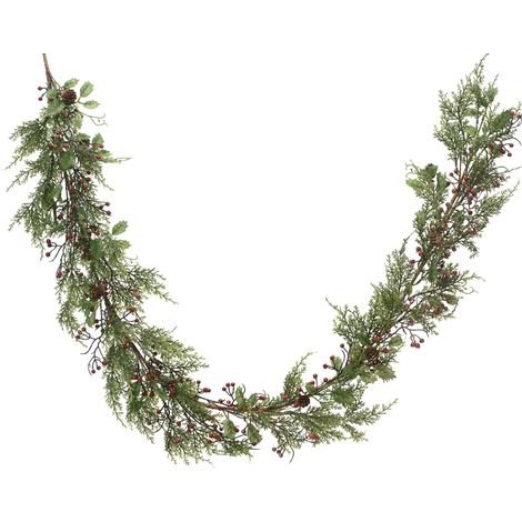 Festone natalizio con bacche rosse, decorazione lunga 180 cm