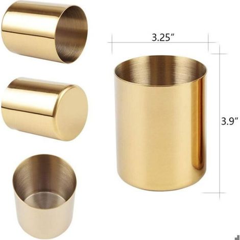 Porte-stylo doré organisateur bureau pot de maquillage multifonction (1/4)