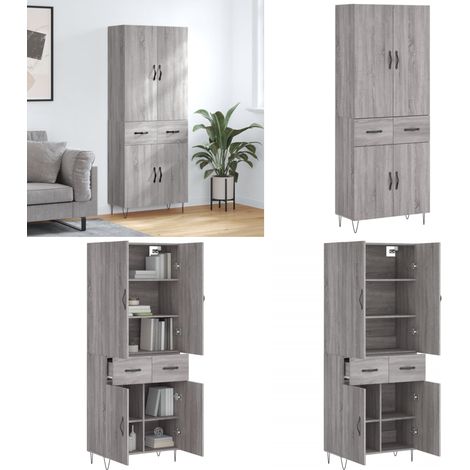 Highboard Grau Sonoma 69,5x34x180 cm Holzwerkstoff - Holzwerkstoff - Schrank (1/5)