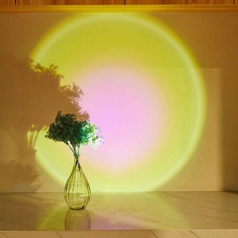 Lampe Projecteur Coucher De Soleil - LED Multicolore Avec Rotation 360° - Contrôle Bouton Et Appli - Pour Chambre, Décoration Intérieure, Photo Et Streaming - 1 Pièce (1/5)