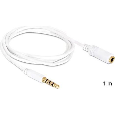 Câble Audio 3.5mm - Connecteur Plaqué Or - Compatible iPhone iPad iPod - Longueur 1 M - Blanc (1/2)