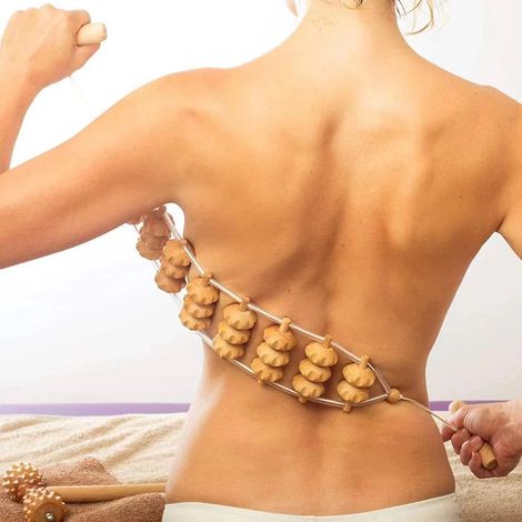 Rückenmassagegerät mit Seil – Lymphdrainage-Massagegerät für Rücken, Nacken, Beine, Taille, zur Linderung von Körperschmerzen und für Massagetherapie – Anti-Cellulite-Massagegerät aus Holz (1/5)