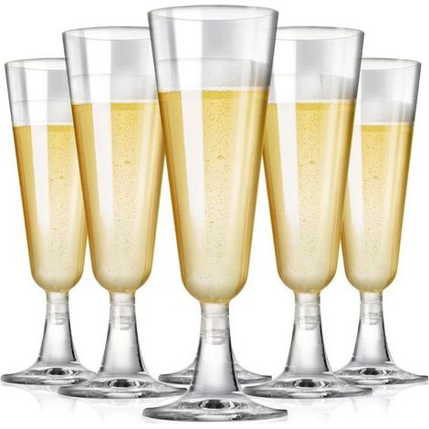 Lot de 50 verres à vin en plastique de 150 ml, verres à champagne, indispensables pour les fêtes et carnavals. (1/5)