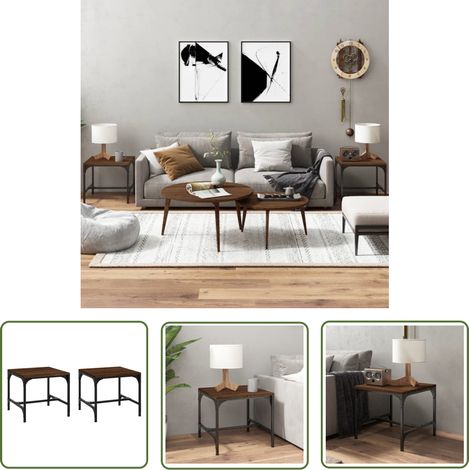 Lot de 2 Tables d'appoint Bouts de canapé Tables basse Chêne marron 40x40x35 cm Bois ingénierie 67795 (1/5)