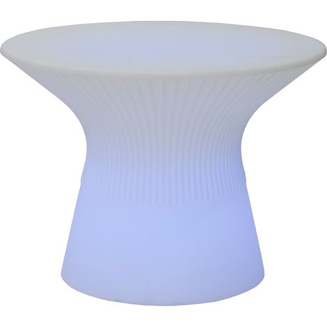 Mesa de centro CAPRI 75 de 75 cm de altura con luz y carga solar o a pilas para uso interior y exterior. Luz RGB (1/4)