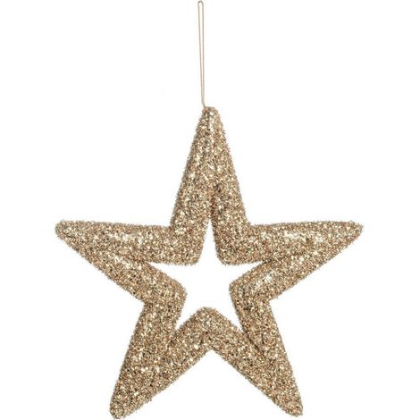 Pendaglio Stella "Angelica" Champagne tinta unita per albero di Natale moderno -h 35 cm (1/3)