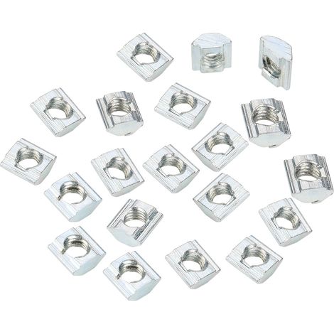 50 écrous à rainure en T coulissants en acier au carbone pour profilés aluminium série 20, M6105 (1/5)