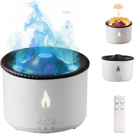 Humidificateur volcanique Flammes Diffuseur d'arômes 360 ml Volcano Humidificateur Chambre à Coucher Grande Capacité 2 en 1 Diffuseur d'huiles essentielles Humidificateur d'air avec fonction minuterie (1/5)