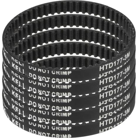 5pcs HTD-3M Rubber Timing Belt, 59 Teeth, 177mm Pitch Length x 6mm Width x 2.4mm Height, Closed Loop Pulley Belt (1/5)