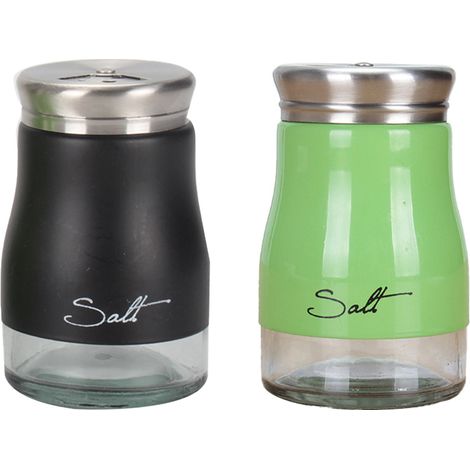 Salière et poivrière en acier inoxydable avec base en verre, accessoires de cuisine modernes (1/5)
