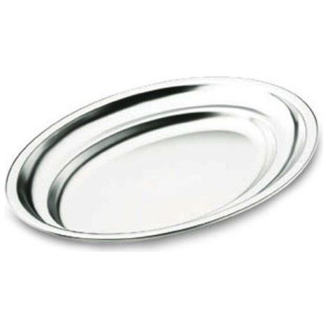1 plat ovale en acier inoxydable, 20 cm, résistant à la chaleur, idéal cuisine professionnelle et domestique