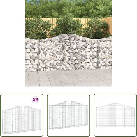 Schalldämmung - Gabionen mit Hochbogen 6 Stk. 200x30x100/120cm Verzinktes Eisen (1/5)