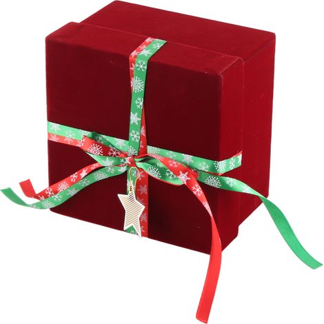 Boîte Cadeau Nouvel An Pomme Décorative pour Noël Rouge Velours (1/5)