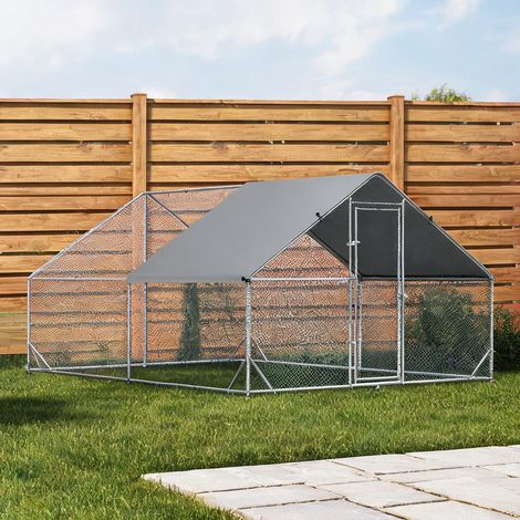 SunJet Poulailler, abri pour poules, Enclos 12 m² - Acier galvanisé 3L - Réf. Xclqdtwbahvm (1/5)