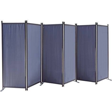 Biombo 6 Piezas 340x165cm Tela Mampara Pared Balcón Privacidad Biombo Plegable Gris (1/5)