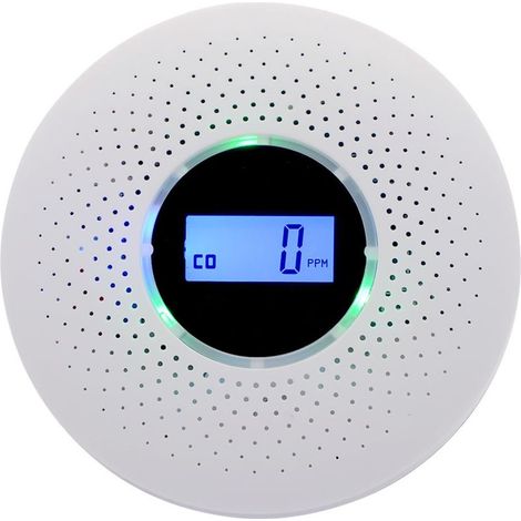 Rauchmelder, kombinierter Rauch- und Kohlenmonoxidmelder, Kombinationsalarm mit akustischer Warnung und Digitalanzeige (1/5)