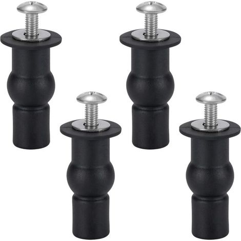 Kit de 4 Pièces de Fixation pour Abattant WC, Charnières Universelles Noires avec Vis et Écrous pour Couvercle de Toilette (1/3)