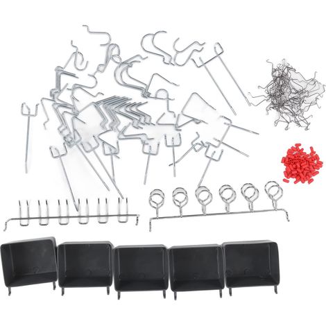 Ej.Life 114Pcs Pegboard Hooks Sortiment mit Pegboard Bins, Peg Locks Metallhaken Heavy Duty Pegboard Zubehör Organizer Kit für Hängende Aufbewahrung (1/5)