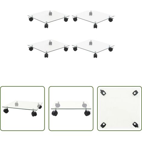 Supports à plantes - Supports roulants à plantes 4 pcs 35x35 cm Carré Verre trempé (1/5)