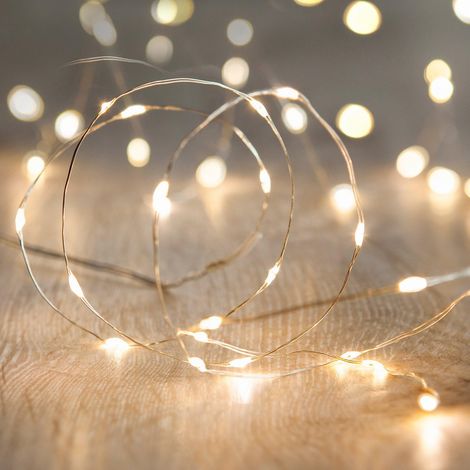 1 Guirlande Lumineuse, 20 Micro LED Blanc Chaud, Câble Argenté Flexible, Décoration Intérieur Noël Mariage (1/4)