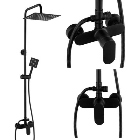 Colonne de douche Silla, système de douche avec mitigeur extérieur, design moderne, Noir