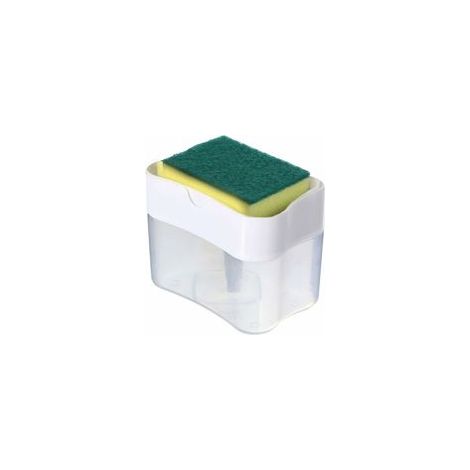 Distributeur de Savon à Vaisselle - Distributeur de Liquide Vaisselle 2 en 1 pour Cuisine - Organisateur de comptoir de Distributeur de Savon à Vaisselle pour évier de Cuisine (Blanc) (1/5)