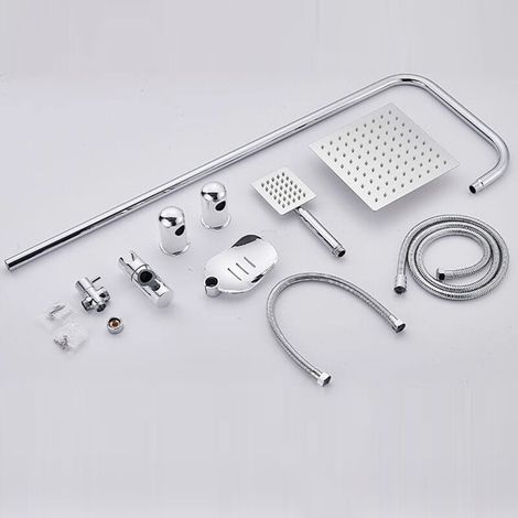 Duschsäule, Messingkörper, verchromtes Duschsystem mit verstellbarer Höhe (1/3)