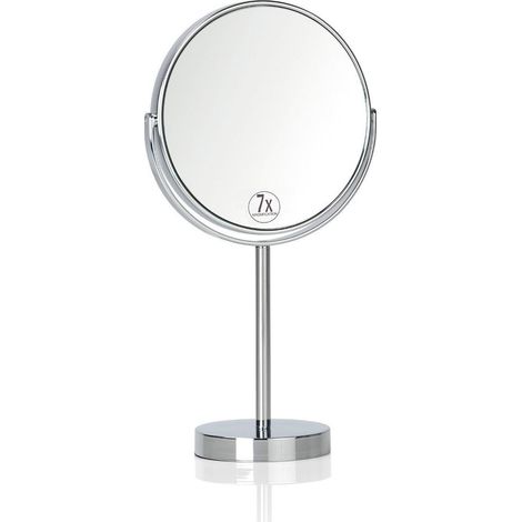 Miroir sur pied grossissant 7x finition chromée élégante - chromé effet miroir argenté (1/2)