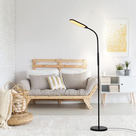 GARRYFIZH Lampe sur Pied, Lampadaire LED 15W avec Télécommande et Contrôle Tactile, Dimmable Linéaire Température Couleur et Luminosité, Minuterie 1-Heure, Lampadaire Flexible à Col de Cygne