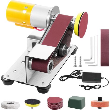 Ponceuse Électrique, 7 Étapes Réglable Ponceuse à Bande avec 20 Bandes Abrasives et 20 Feuilles de Papier Abrasif, pour Polissage des Métaux, Polissage du Bois et Meulage des Outils (1/5)
